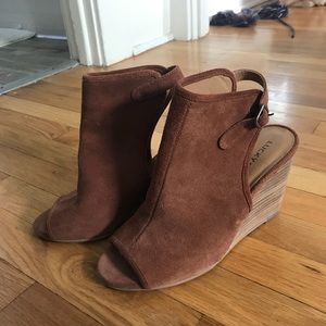 Lucky Brand Suede Brown Wedge Heels
